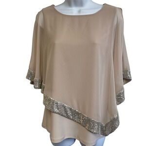 Prelude Silver Blouse Size S Cocktail Party Events Poncho Cape